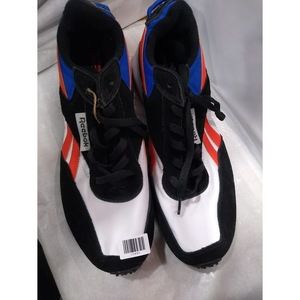 Reebok Mens Classic Casual Sneakers Black Orange Blue 10.5